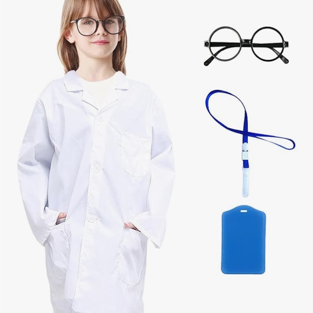 White Lab Coat Costume with Accessories